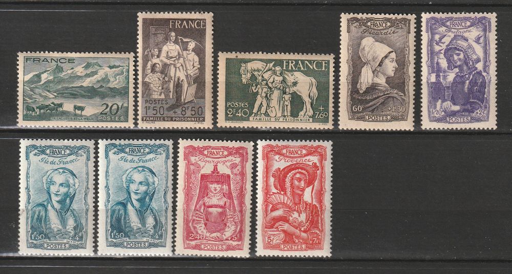 Timbres Neufs Charni&egrave;re transparentes Ann&eacute;es 1941-42-43 