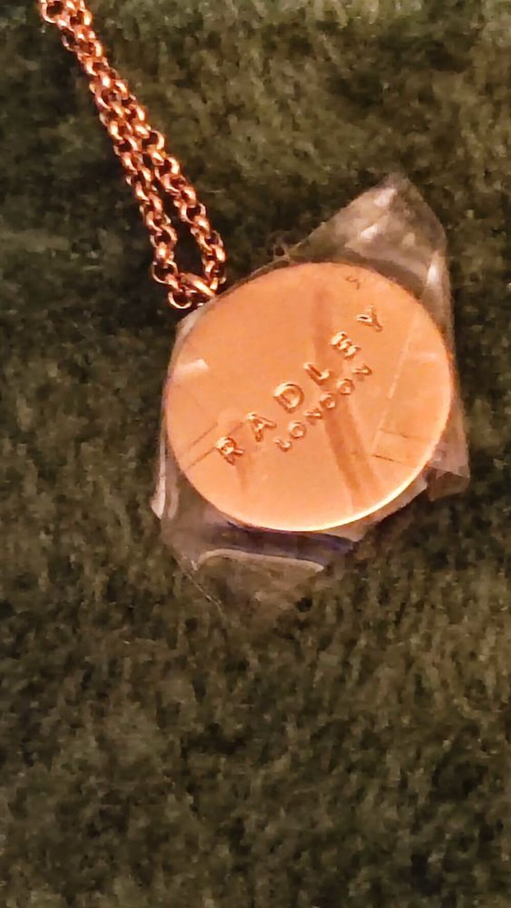 Cha&icirc;ne et pendentif plaqu&eacute; or jaune Radley London. neufs &eacute; Bijoux et montres