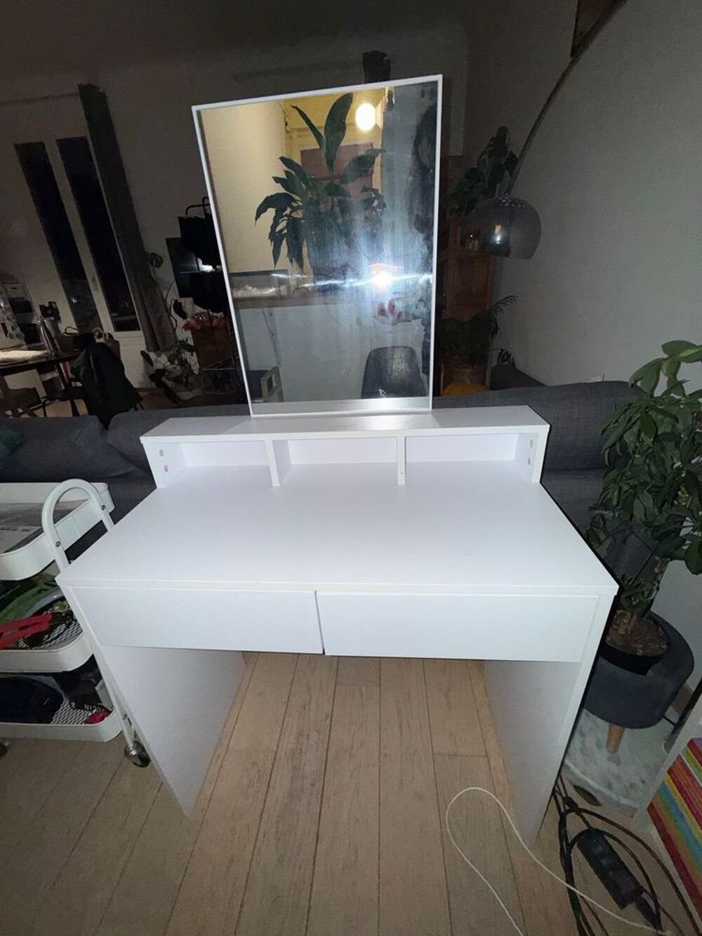 Coiffeuse Vasagle avec Miroir, 2 tiroirs, 3 Compartiments Meubles