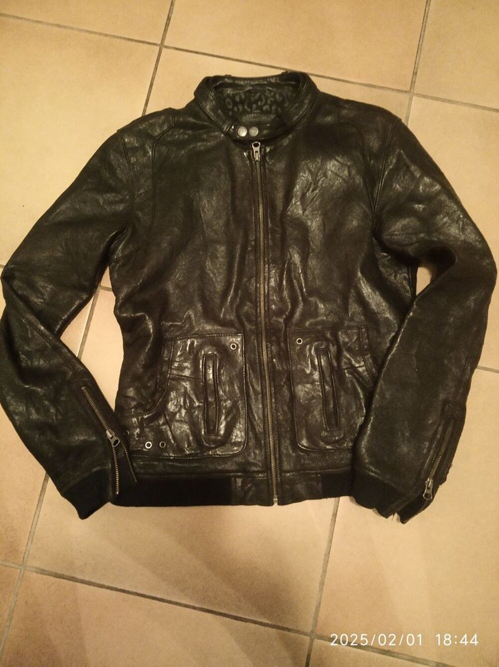 blouson cuir unisexe Taille M Vêtements