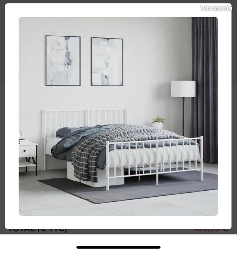 Cadre de lit m�tal blanc 140x190 neuf dans son carton 50 Clichy (92)