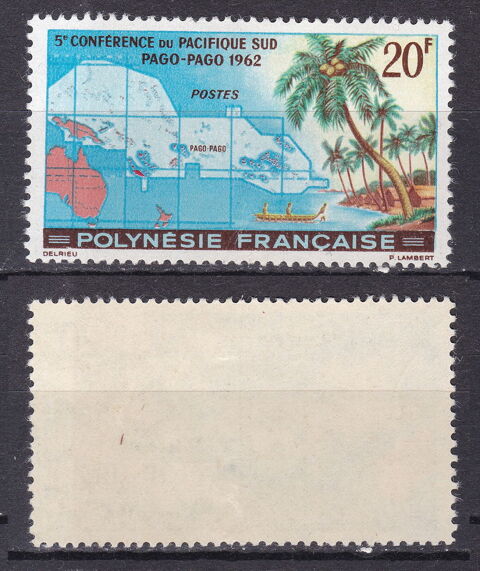 Timbres FRANCE Polynsie Franaise 1958 YT 17  4 Lyon 5 (69)