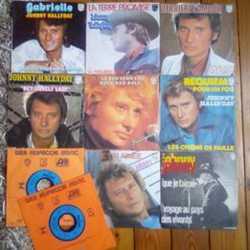 Lot vinyles 45 T Johnny Hallyday CD et vinyles