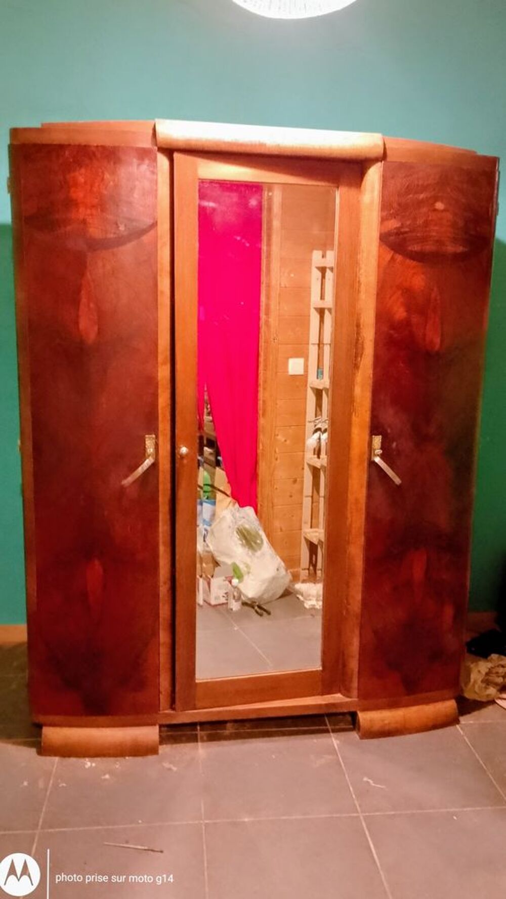 Armoire &agrave; glace en noyer art-d&eacute;co BAISSE DE PRIX Meubles