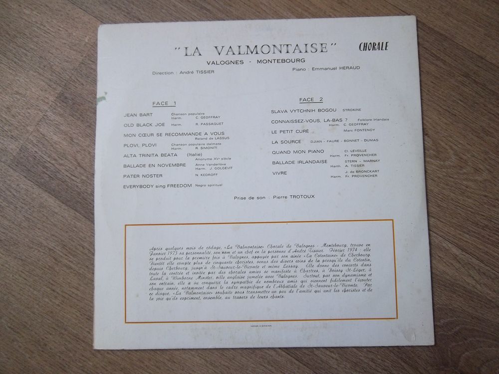 33 tours Chorale Valognes-Montebourg la valmontaise 1973 BE CD et vinyles