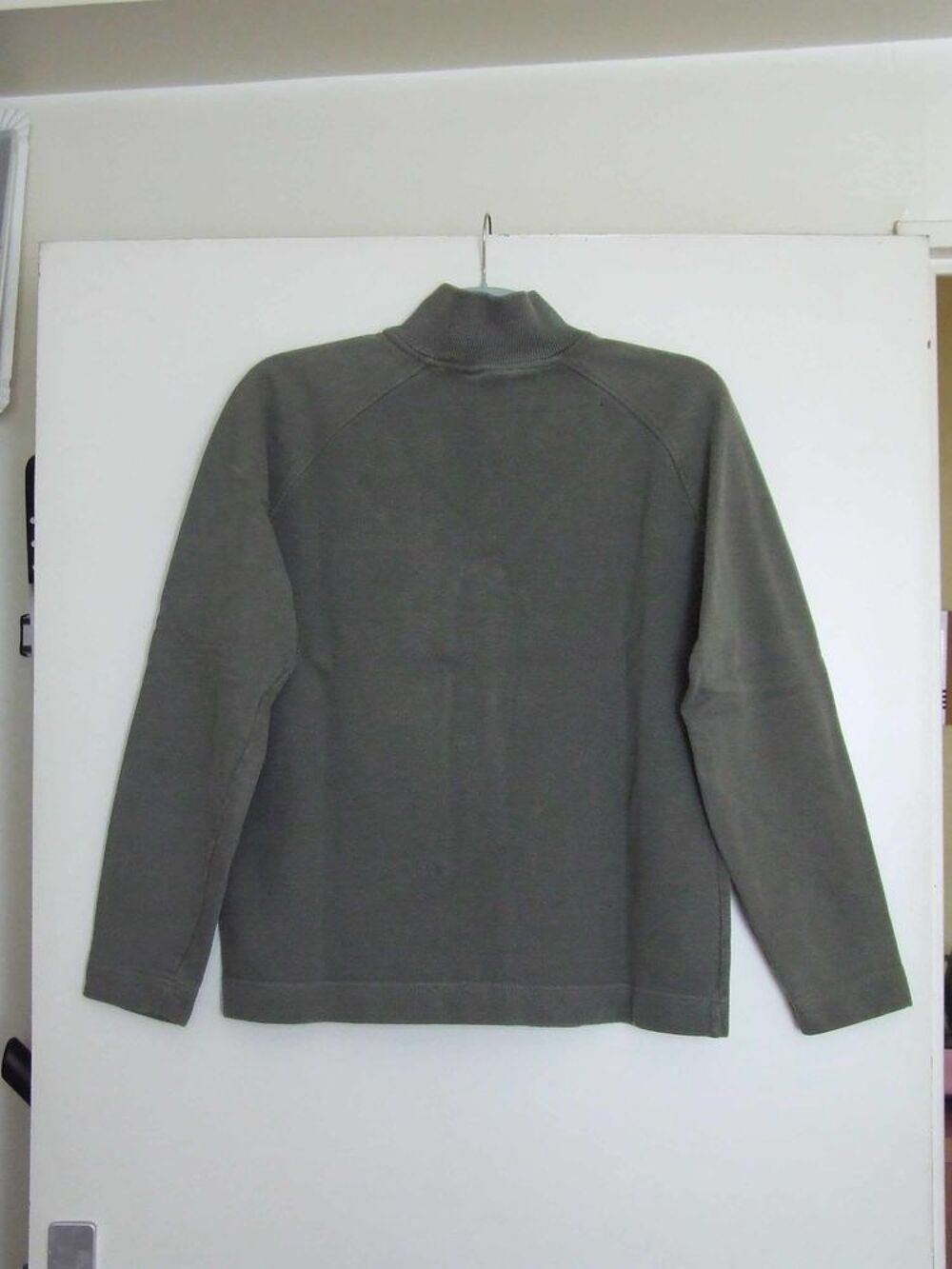 Sweat col montant zipp&eacute;, CELIO, Gris kaki, Taille L, TBE Vêtements