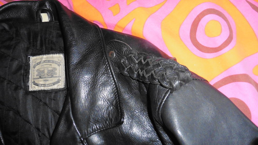 Blouson en cuir noir style vintage homme Vtements