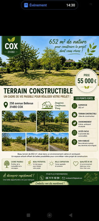  Terrain à vendre 652 m² 