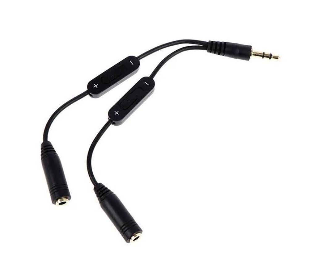 Adaptateur jack m&acirc;le vers 2 jacks femelles 3.5 avec contr&ocirc;le Audio et hifi