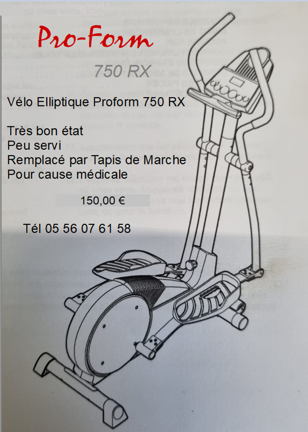 Velo elliptique proform 750 rx hotsell
