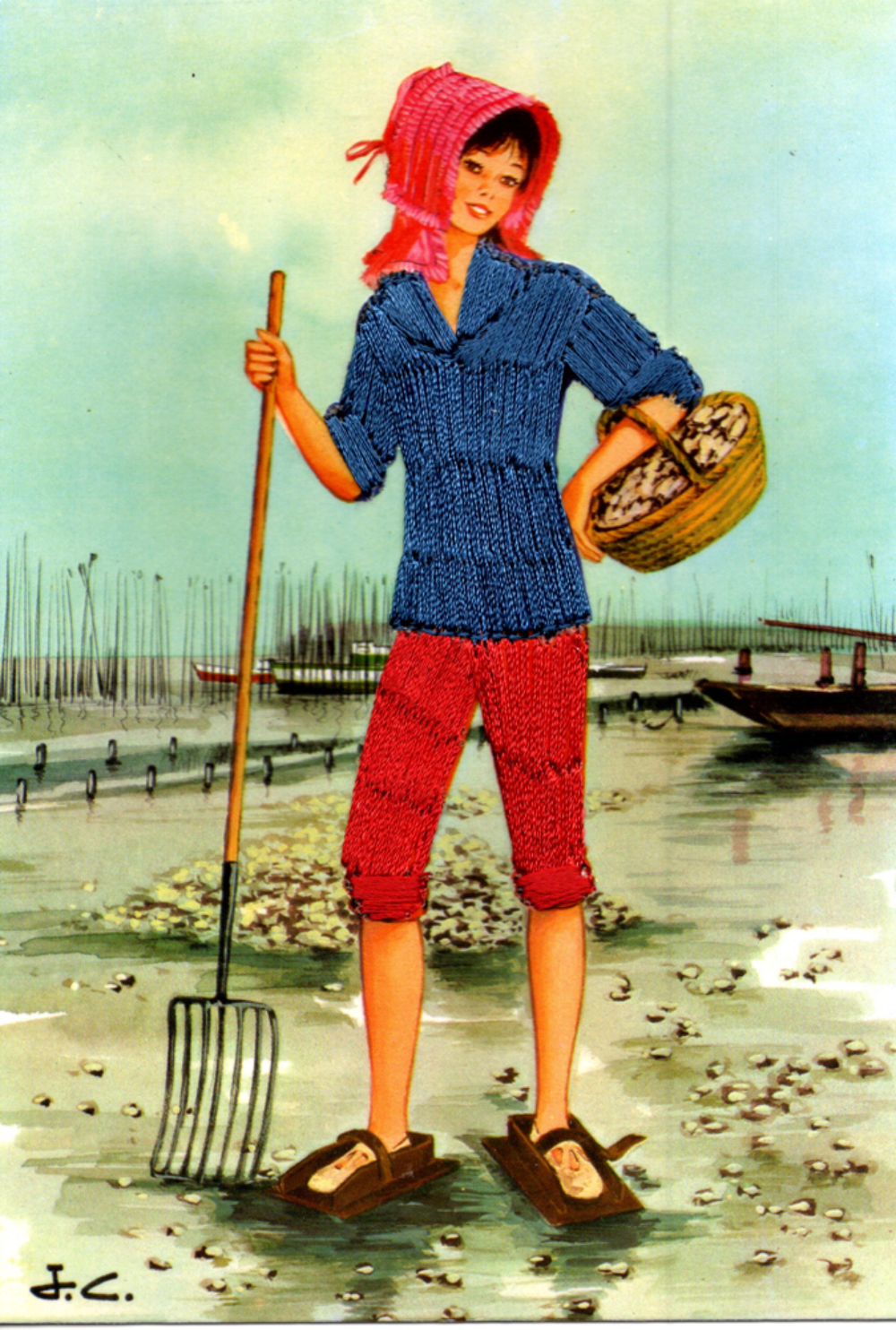 Carte postale brod&eacute;e 