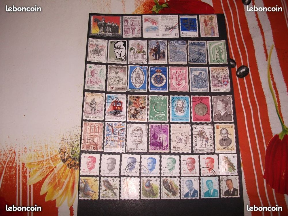 Lot de 248 timbres diff&eacute;rents et oblit&eacute;r&eacute;s de Belgique. 
