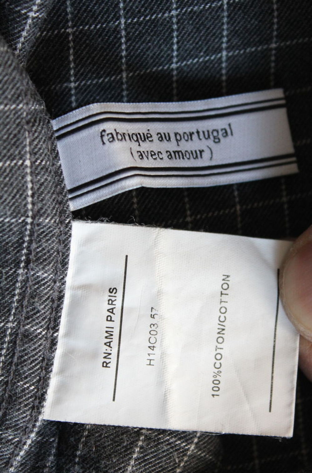 Chemise &agrave; carreaux gris AMI T.41 ou L Vêtements