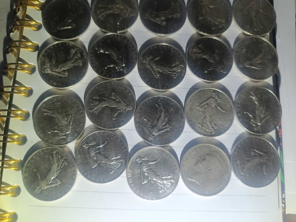 lot pi&egrave;ces francs en argent 