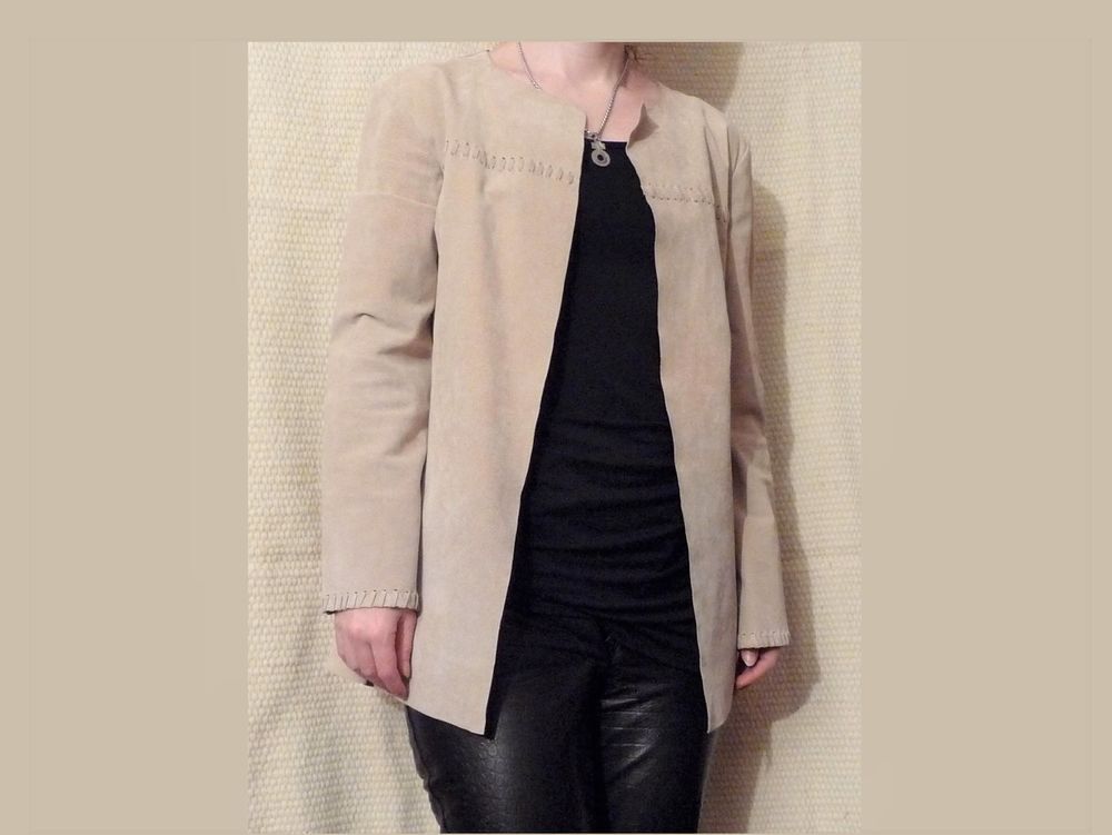 Veste en Daim Beige en 100% Croute de Porc- R&eacute;f&eacute;rences Vêtements