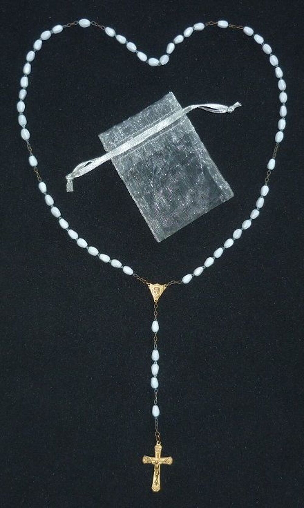 CHAPELET de premi&egrave;re COMMUNION vintage perles grains de riz Bijoux et montres