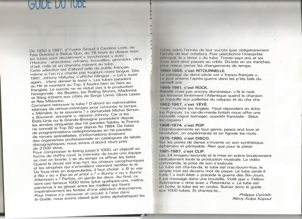 LIVRE - GUIDE TUBE 1950 1987 CHANSONS ROBERT LAFFONT SEGHERS Livres et BD