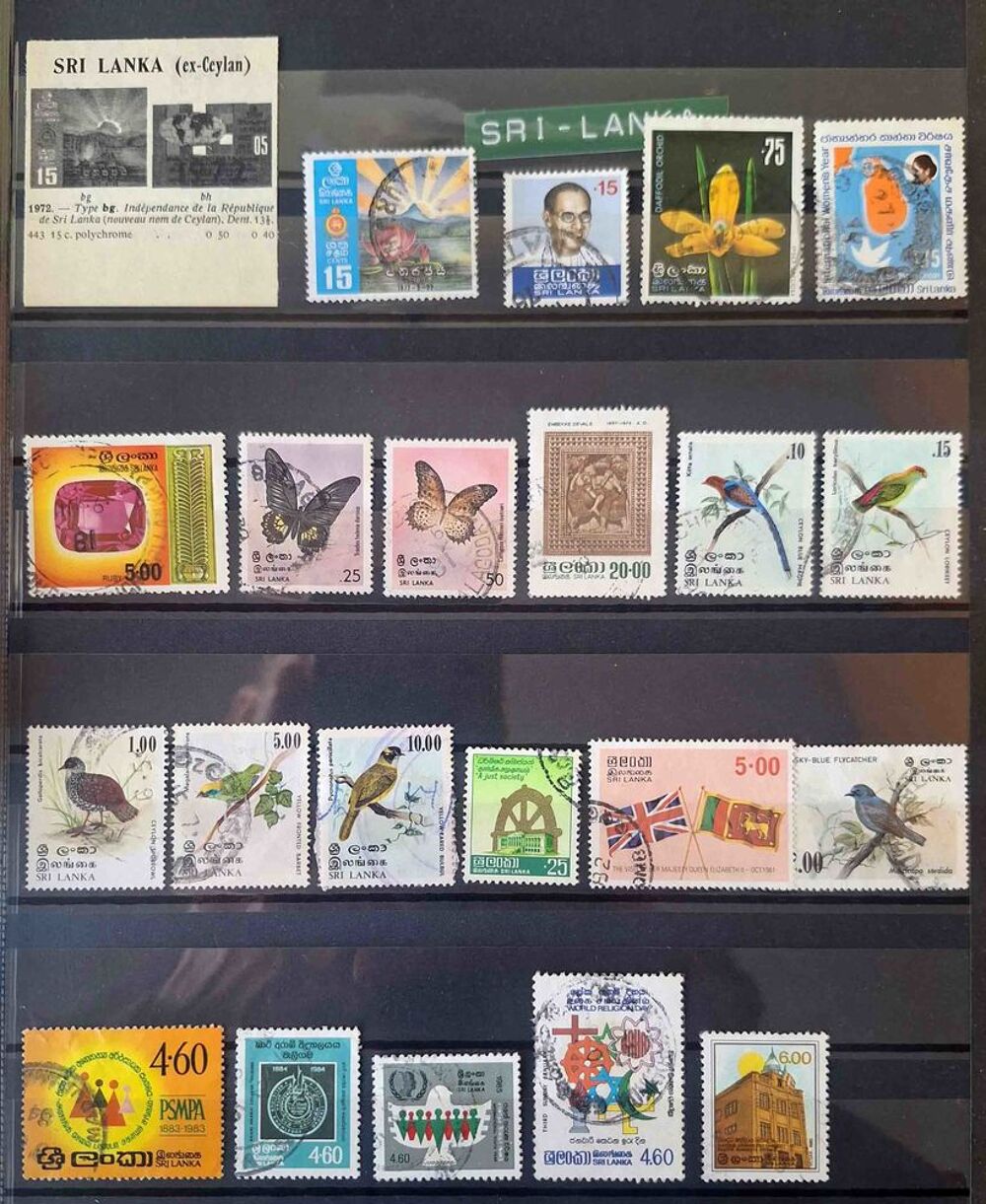 S&eacute;rie de timbres de collection du Sri Lanka 