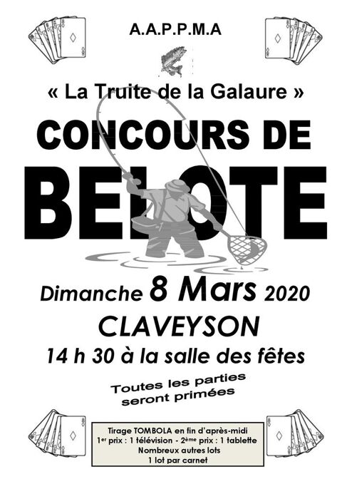 Concours de belote - Dimanche 8 mars 2020 à CLAVEYSON (26) 14 Hauterives (26)