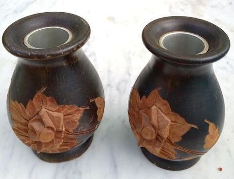 Paire bougeoir en bois 5 Beauchamp (95)