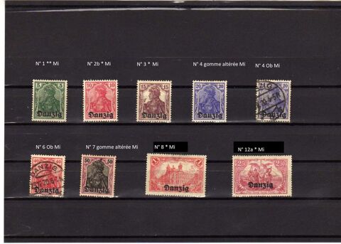 Dantzig 1920
N� 1-2-3-4-6-7-8-12 voir le scan 
5.00 � le lot 5 Pibrac (31)