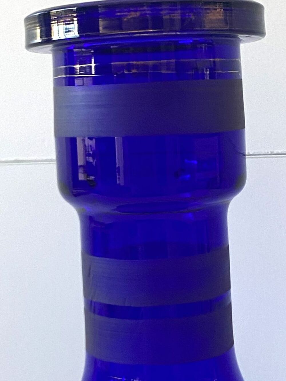Atypique Gros Vase Photophore Verre &Eacute;pais Bleu Cobalt D&eacute;co 