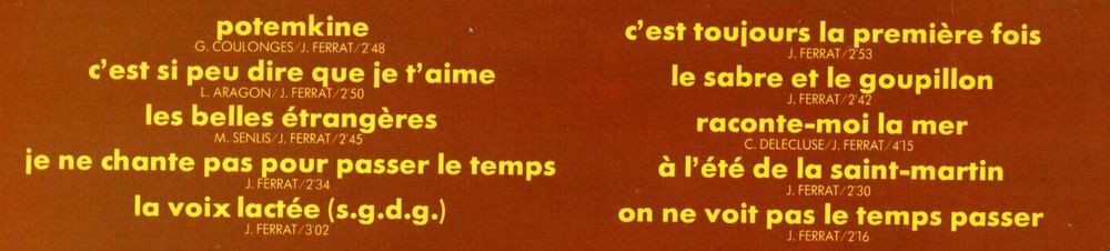 Vinyl 33 tours -- Jean FERRAT 1965 : titres en photo CD et vinyles