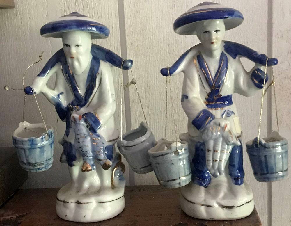 statuettes couple pecheurs chinois Décoration