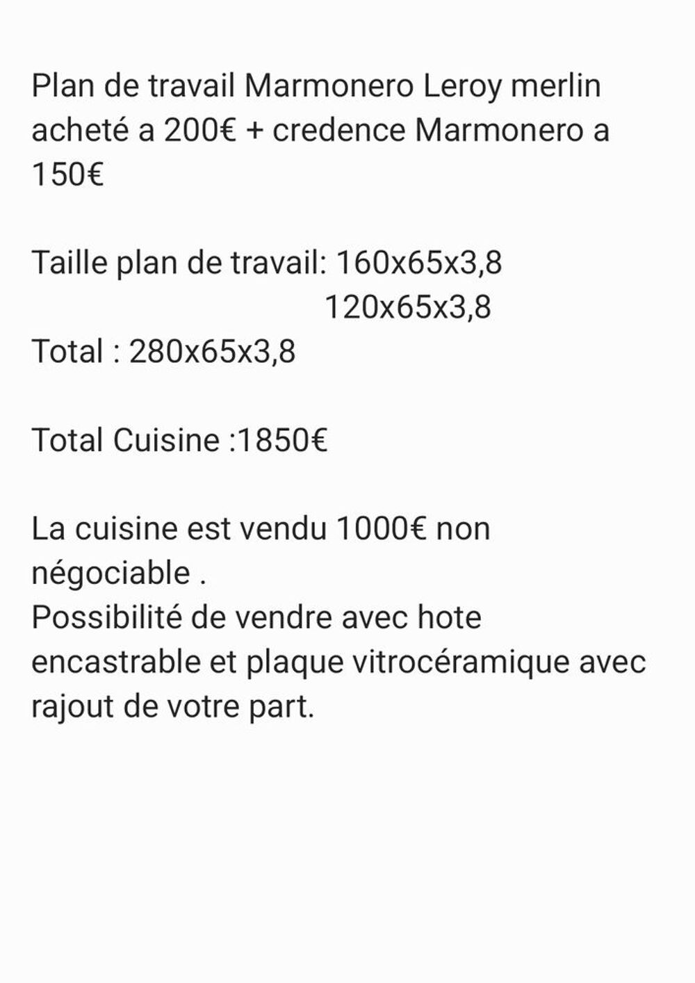 Ensemble cuisine sans &eacute;lectrom&eacute;nager Meubles