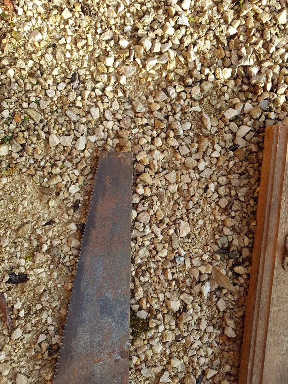 Scie &agrave; main ancienne, manche en bois, en l'&eacute;tat Bricolage