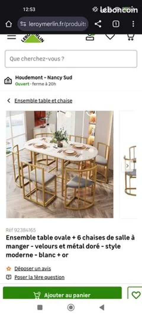 Ensemble table ovale avec 6 chaises neuf 280 Vanduvre-ls-Nancy (54)