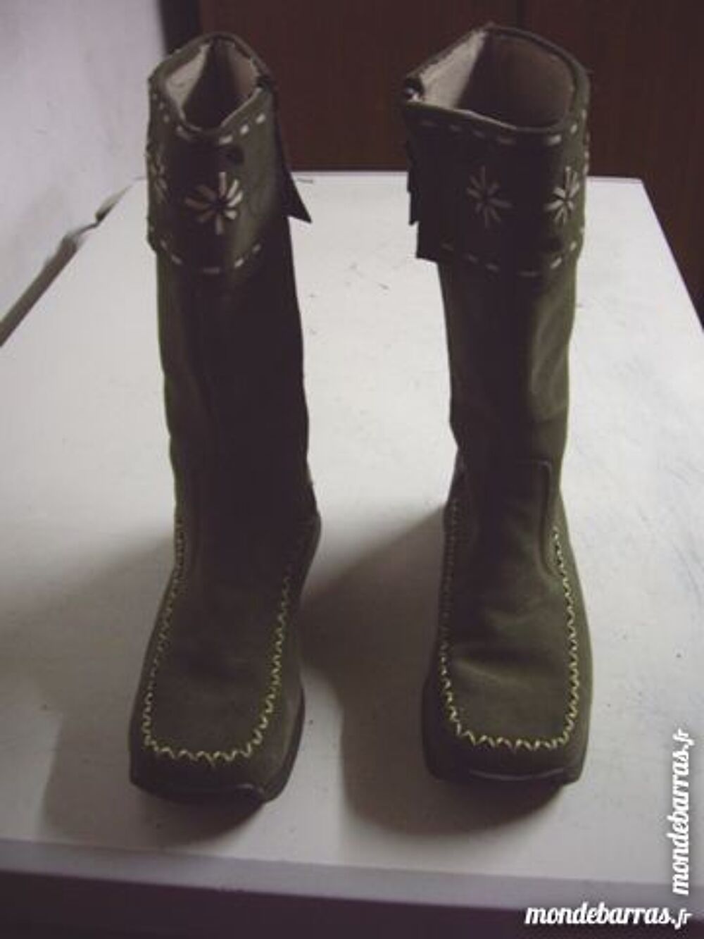 Bottes Kaki &agrave; bande imprim&eacute;e mollet pt 38 Chaussures