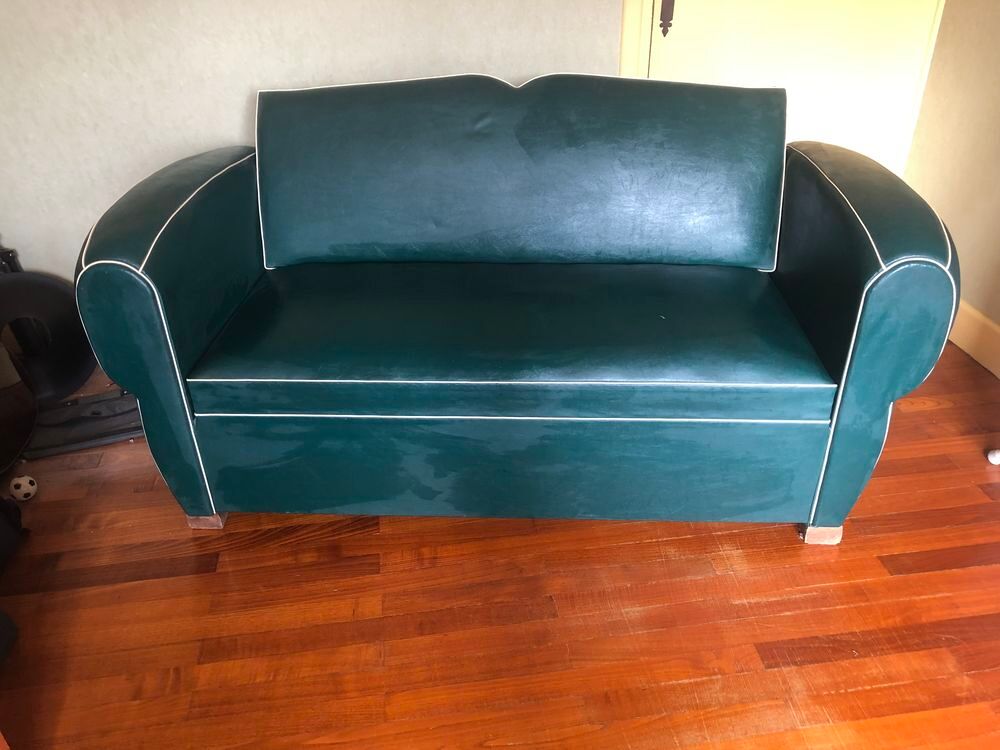 CANAPE CONVERTIBLE VINTAGE ANNEES 60 VERT 170 X90cm bon &eacute;tat Meubles