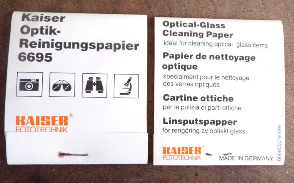 Papier de nettoyage optique Kaiser optik-reinigungspapier Photos/Video/TV