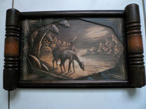 Plateau vintage en bois sign Junq Nay. 30 Franqueville-Saint-Pierre (76)