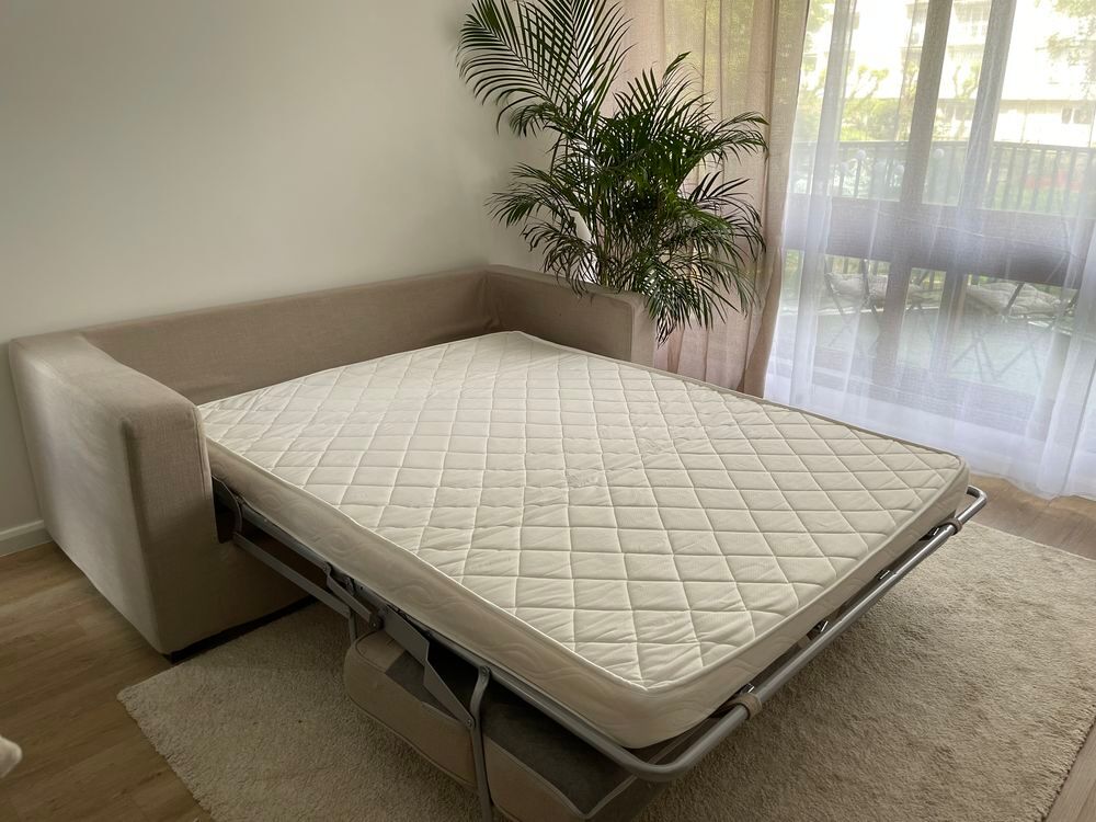 Canape/lit - 3 places - Beige Meubles