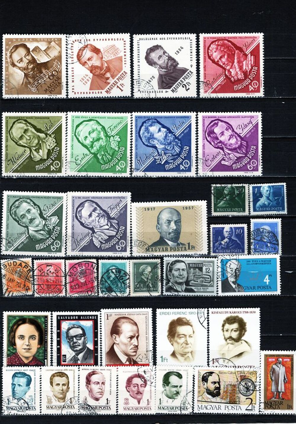 lot de 75 timbres de HONGRIE avec des PERSONNALITES 