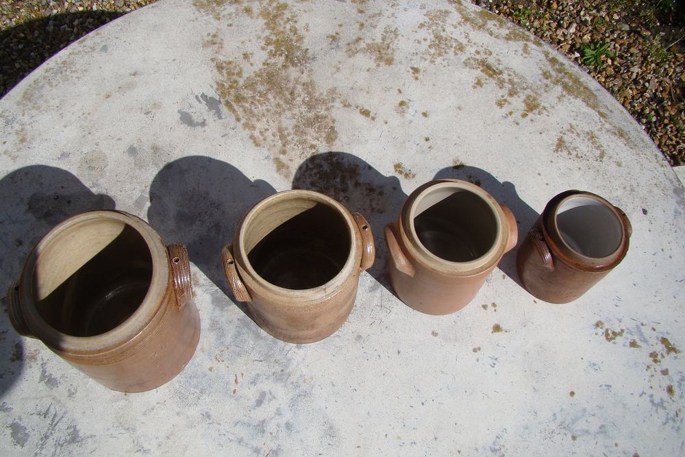Lot de 4 pots en gr&egrave;s vintage Décoration