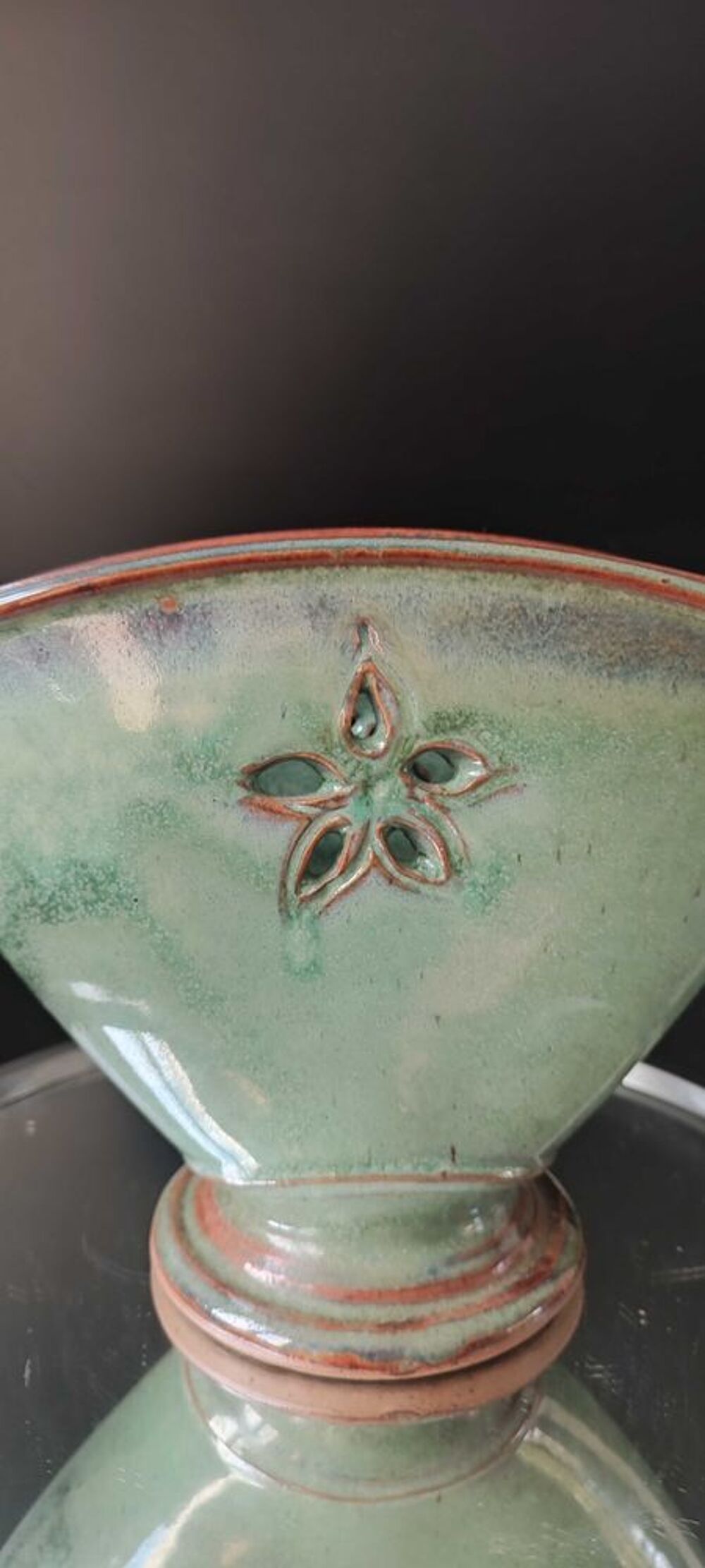 Vase jardini&egrave;re sign&eacute; Prud'homme atelier "Au Gr&eacute; du Vent" 