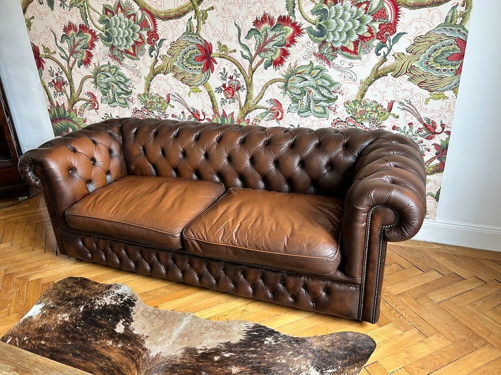Canap&eacute;s Chesterfield cuir Plein Fleur de Buffle Meubles