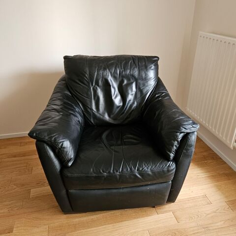 Fauteuil en cuir noir 120 Courbevoie (92)
