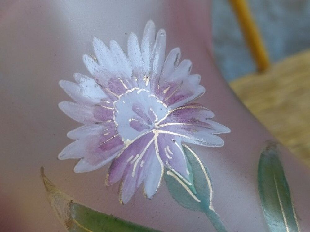Tulipe Lampe &agrave; P&eacute;trole Verre &Eacute;maill&eacute; Rose D&eacute;cor de Fleurs Décoration