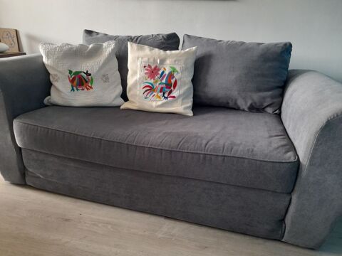 Canap� lit velours gris 90 Gap (05)