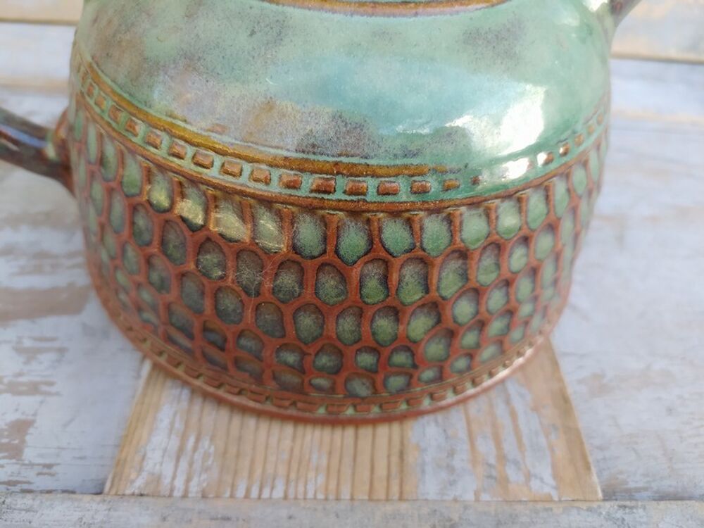 Th&eacute;i&egrave;re Gr&egrave;s &Eacute;maill&eacute; Vert Porterie Artisanale 
Décoration
