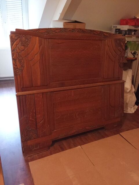 lit 2 pers +table de chevet dessus marbre ann�es 50 en ch�ne 0 Saint-Dizier (52)