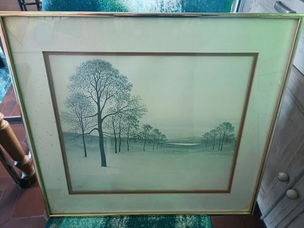 GRANDE LITHO PAYSAGE ALL&Eacute;E ARBRES Décoration