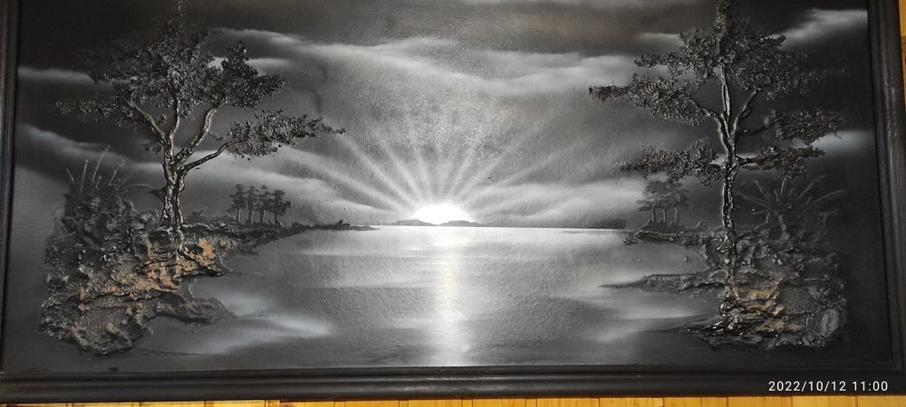 Tableau en noir et blanc avec relief Décoration