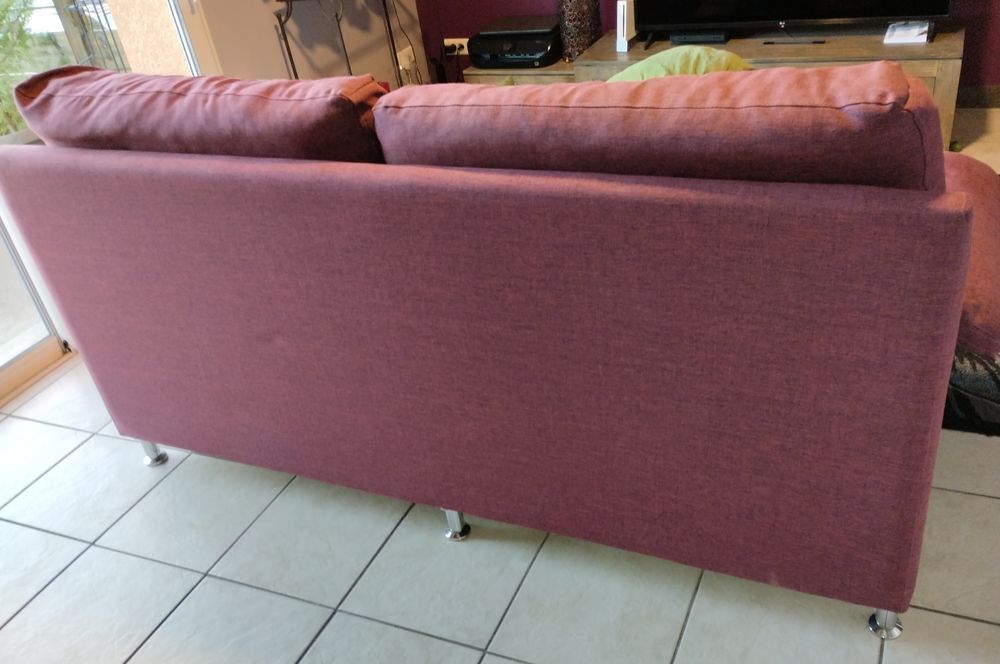 Lot de 2 canap&eacute;s de 2 m&egrave;tres couleur bordeaux/aubergine Meubles