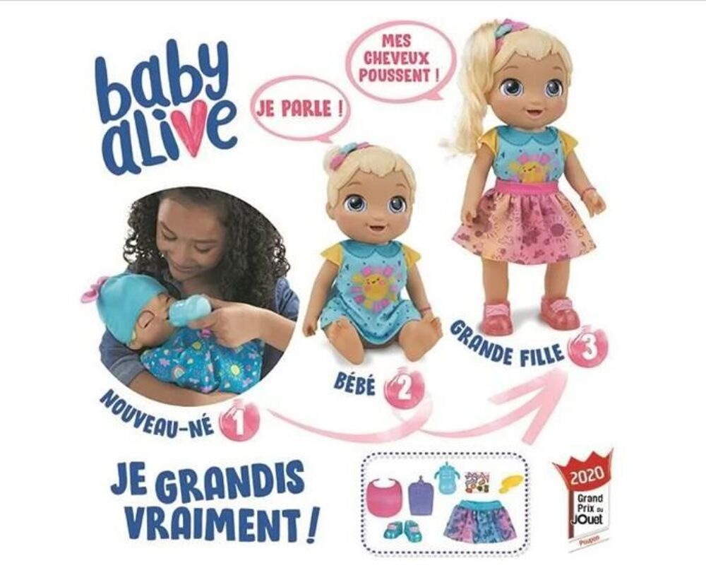 Poup&eacute;e &Eacute;volutive je Grandis Avec Toi parle cheveux poussent Jeux / jouets