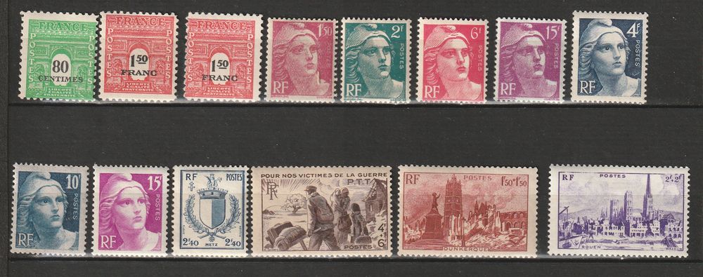 Timbres Neufs*avec CHARNIERE qqs adh&eacute;rences sur la gomme 